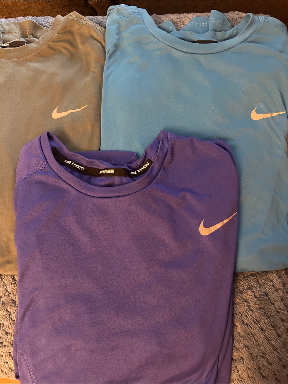 Nike Short-Sleeve Athletic Tees in Purple, Blue, Olive Green